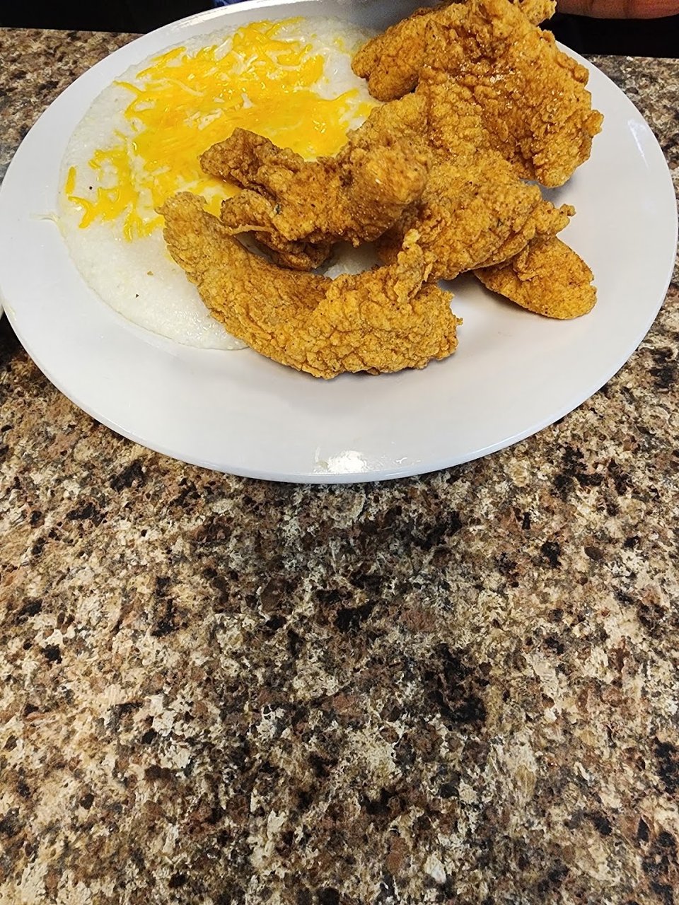 Fried Grouper Fingers and Grits