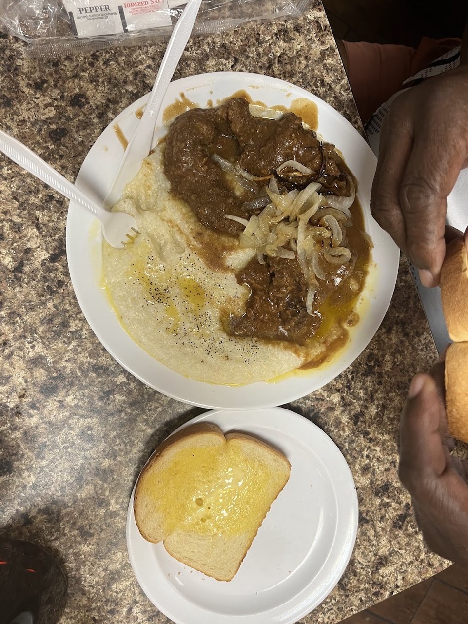 Smothered Liver with Onions and Grits